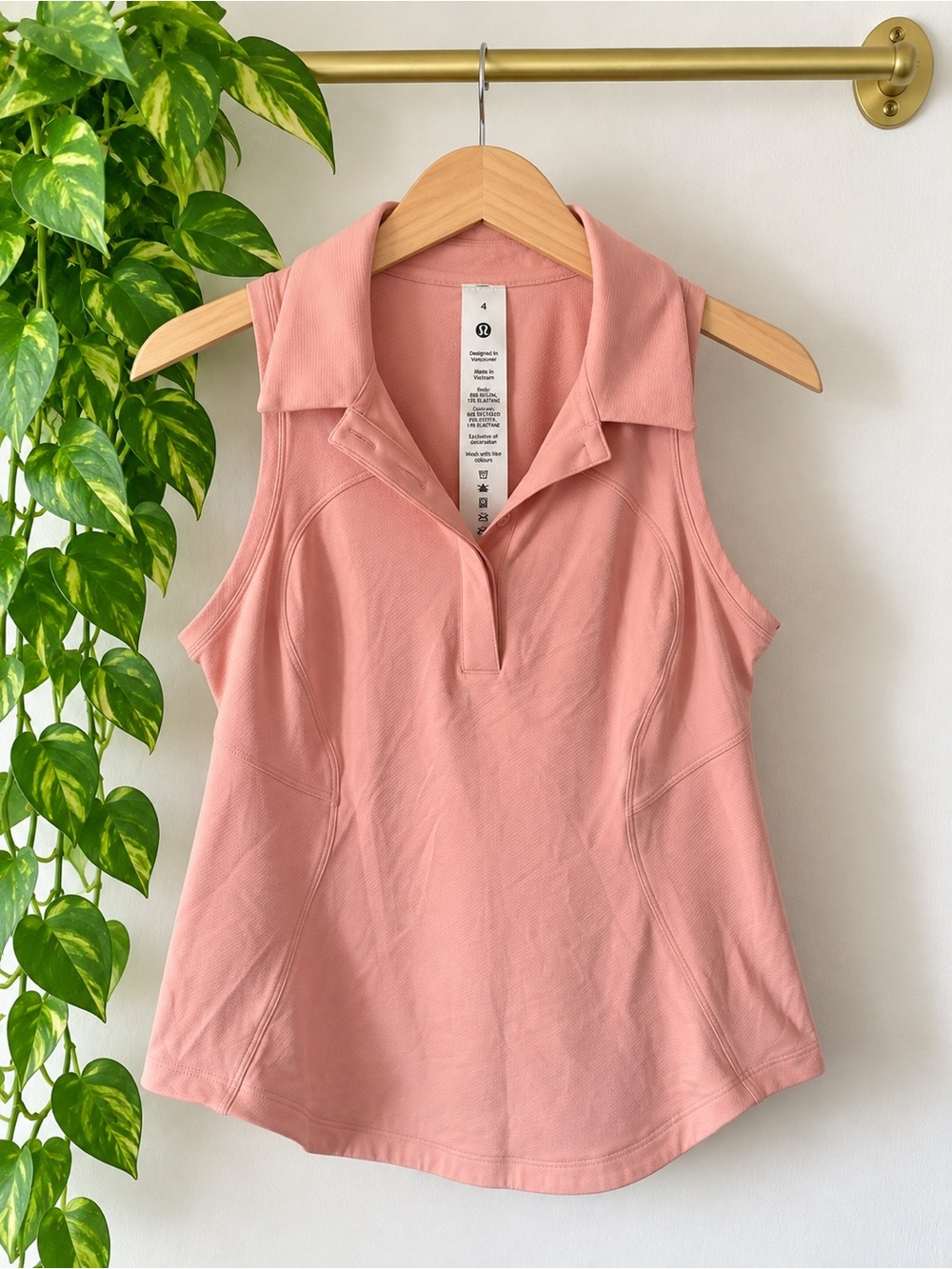 Lululemon Pink Sleeveless Collared Golf Tennis Polo Top Size 4